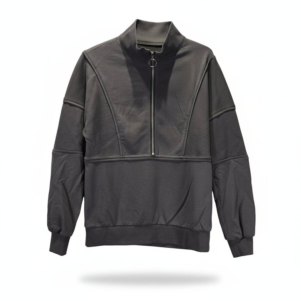 New Dark Gray Half-Zip Sweater – Size Small